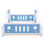 Lit plateforme double classique en forme de voiture avec roues, bleu