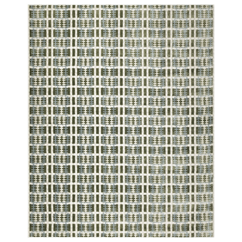 Tapis bleu James Green, Rectangulaire 8 pi x 10 pi