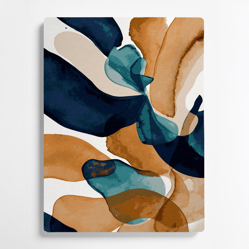 Abstrait aquarelle 77, art mural en métal brun, H 12 po x l 18 po