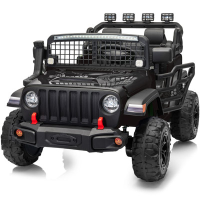 Hikiddo 2-Seater 24V Ride on Toy Truck, Electic Ride on Car for kids 4-8  w/ Remote & Bluetooth - Black