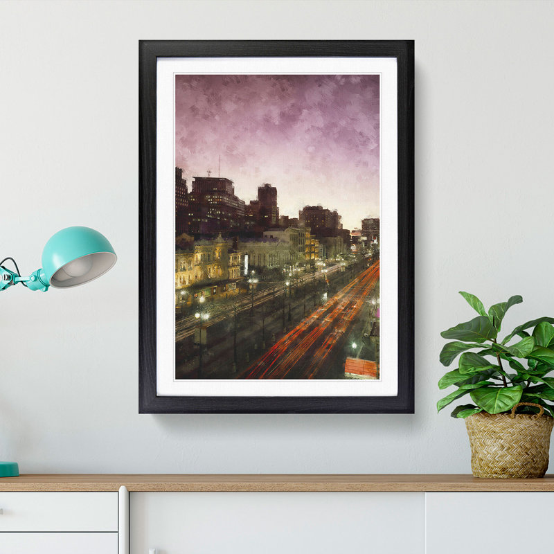 Canal Street in New Orleans - Picture Frame Graphic Art Print, 87cm H x 62cm W x 2cm D, Black Framed