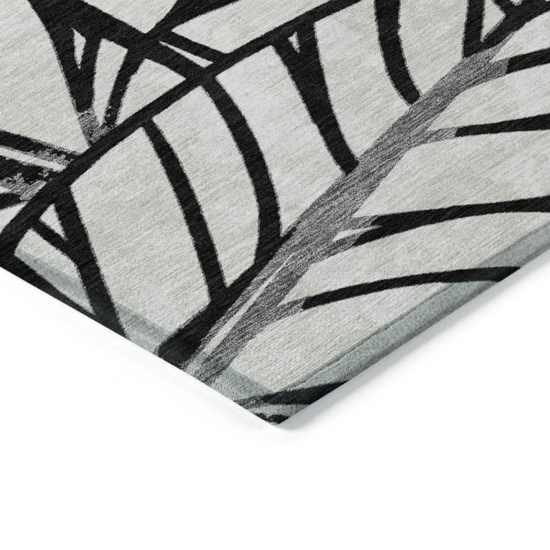 Tapis intérieur lavable floral 8 pi x 10 pi gris