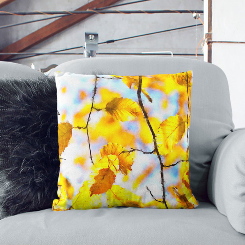 Autumn Leaves Vol.3 Painting Scatter Cushion, Stone, 40cm H x 40cm W x 15cm D