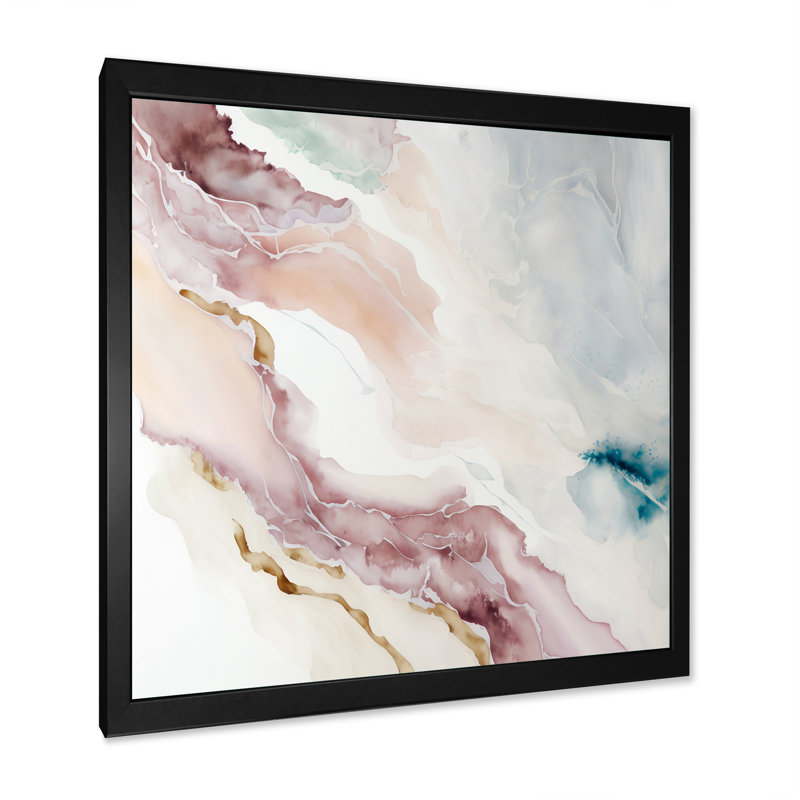 «Sudden Solitude In Elevated Blush III», reproduction sur toile, Impression noire sur toile encadrée, L 16 po x H 16 po
