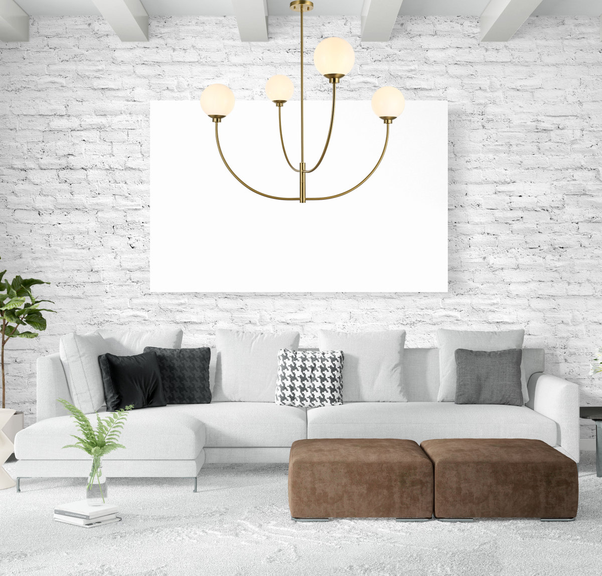 Kyle 4-Light Chandelier, 29.5" H x 42" W x 42" D, Satin Gold