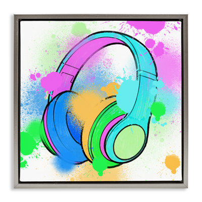 "Splattered Music Headphones", art mural encadré par Marcus Prime