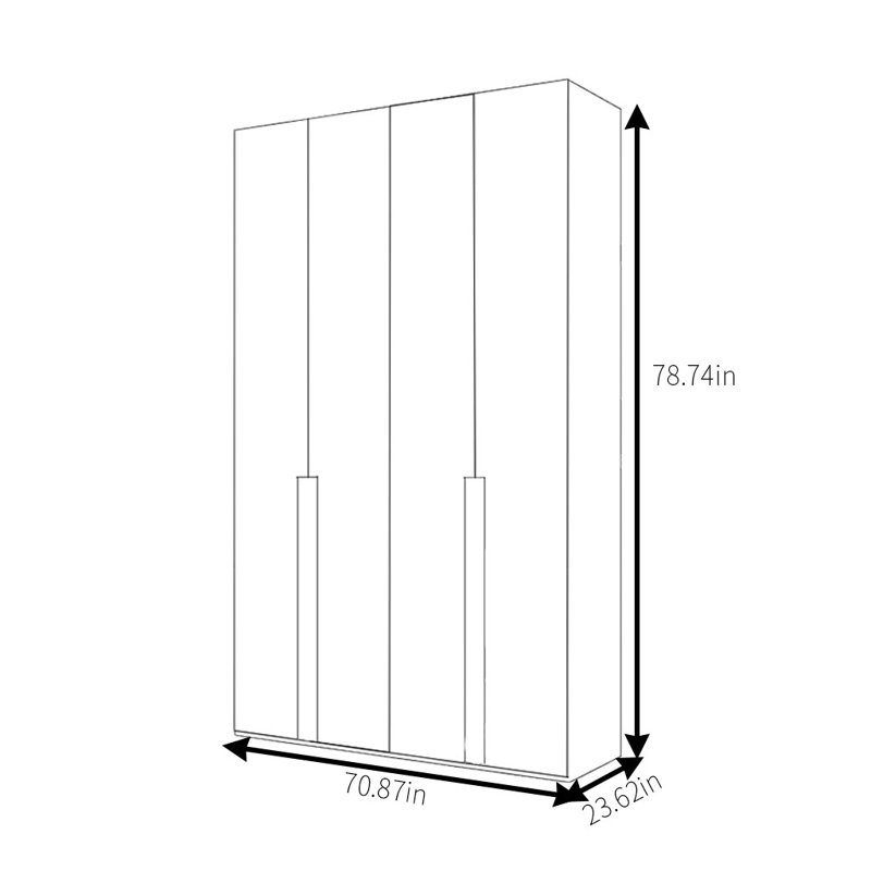 Garde-robe simple de couleur unie, H 78,74 po x l 70,87 po x P 23,62 po