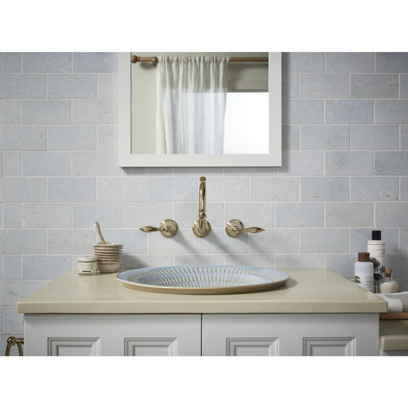 Finial Wall Mounted Bathroom Faucet, Or éclatant de style français