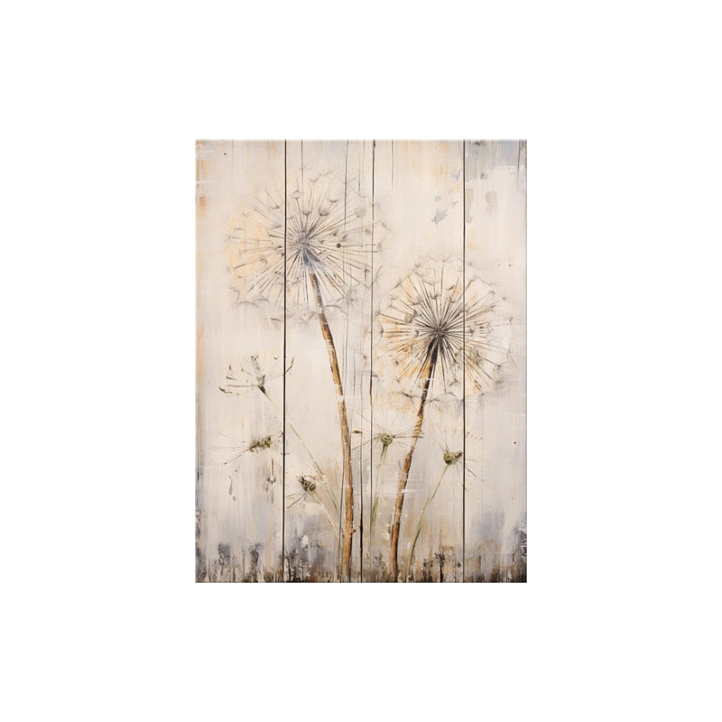 Art mural en toile blanche sans pissenlit 24 po x 32 po