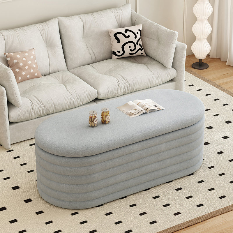 Banc de rangement en chenille avec repose-pieds et banc de rangement rembourré en tissu avec charnière de sécurité pour la chambre à coucher, le salon, le vestibule et le placard (40 po, gris clair)