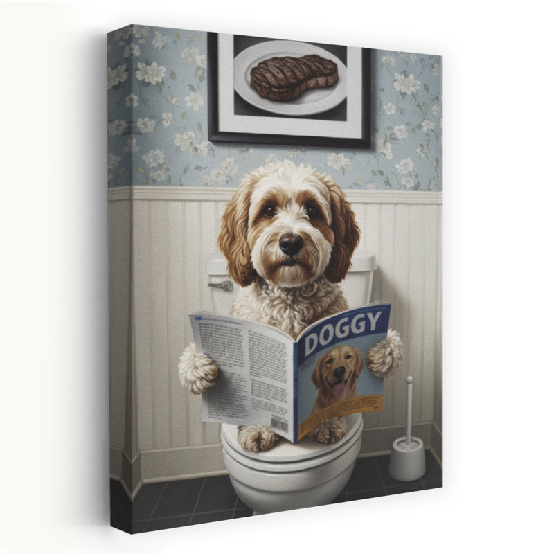 Dog's Bathroom Read 1 Piece Wrapped Canvas Wall Art, 152.4 cm H x 101.6 cm W
