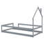 Twin Size Wood Bed With House-Shaped Headboard-1727483588