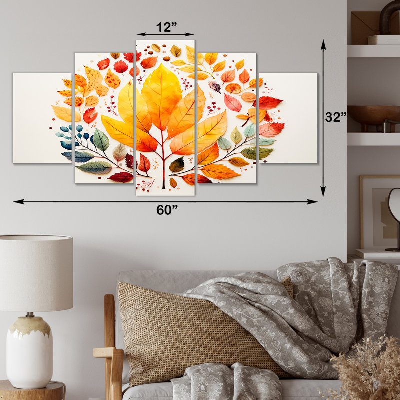 Feuilles d'automne jaunes et rouges - ensemble d'art mural multi-panneaux érable