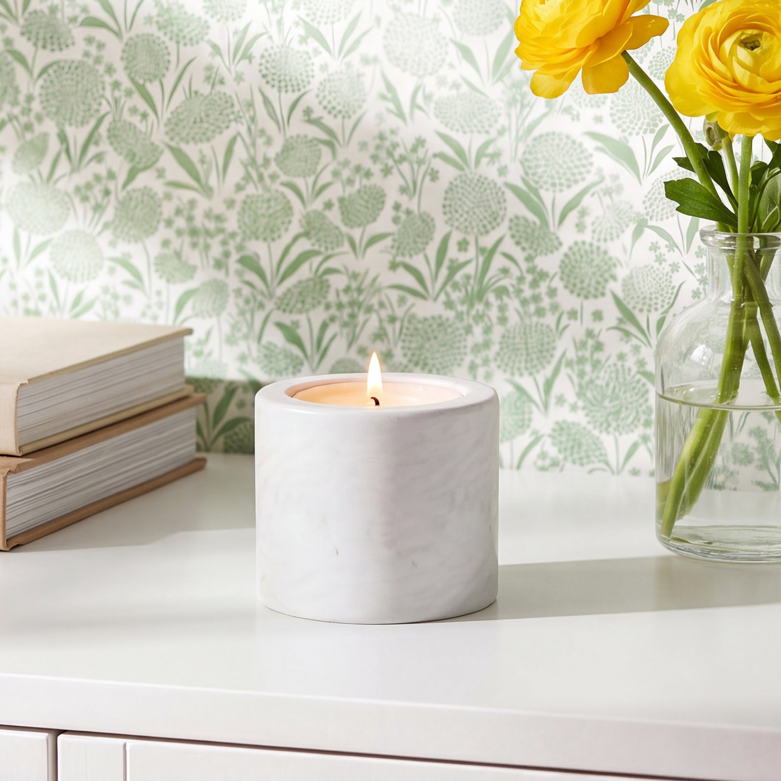 Matheson Genuine Marble Votive Holder, White