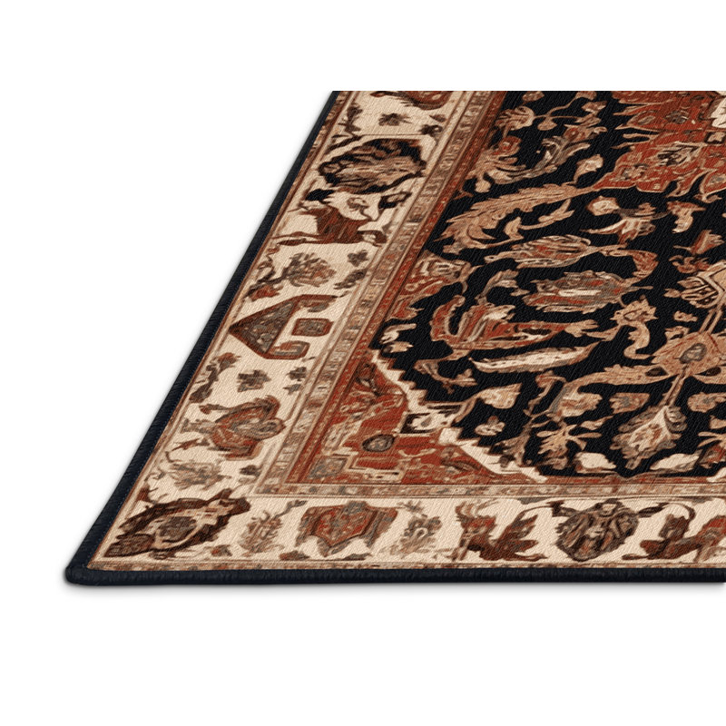 Machine Washable Persian Brown Area Rug, Rectangle 2' x 3'