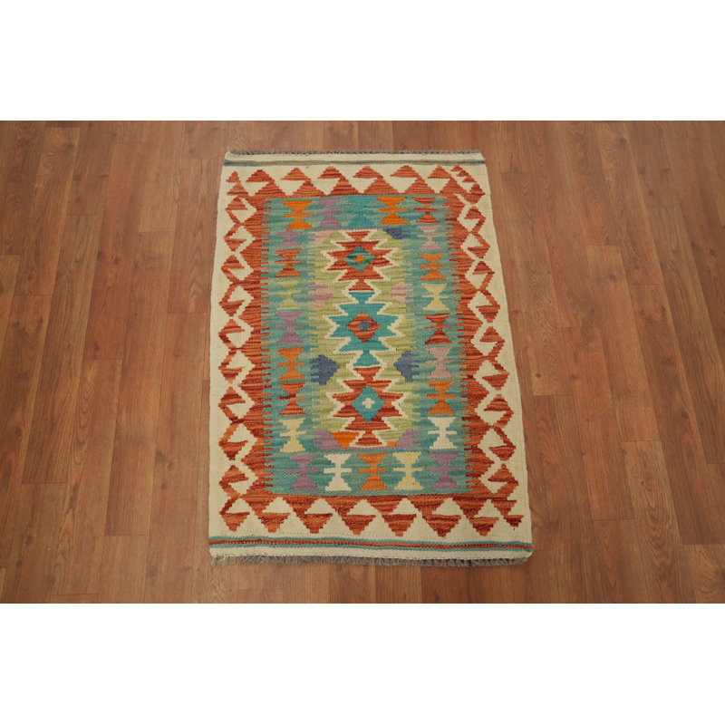 Tapis kilim à motif géométrique éclatant 2X3