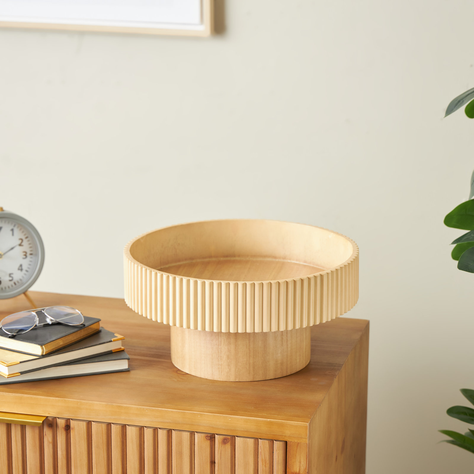 Wood Decorative Bowl, Beige