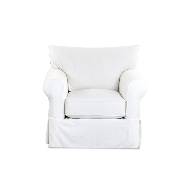 Fauteuil Amari, Blanc sergé décoloré classique
