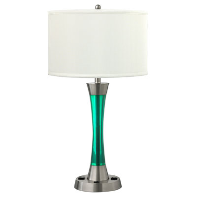 29" Brushed Steel/Blue Desk Lamp with USB Port