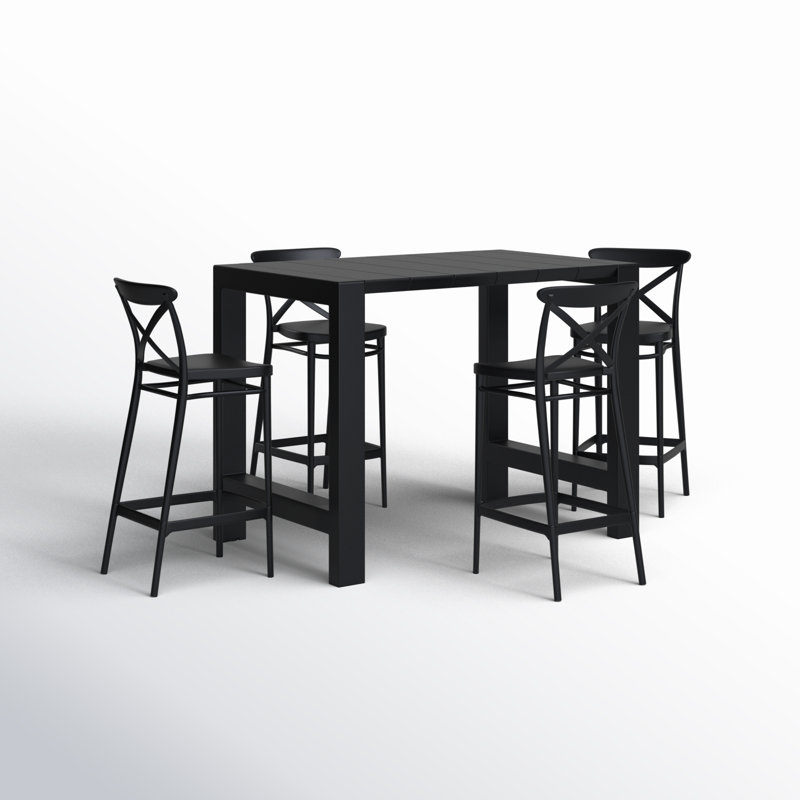 Ensemble de salle à manger à hauteur de bar 39 personnes pour 4 personnes Arlette, Noir