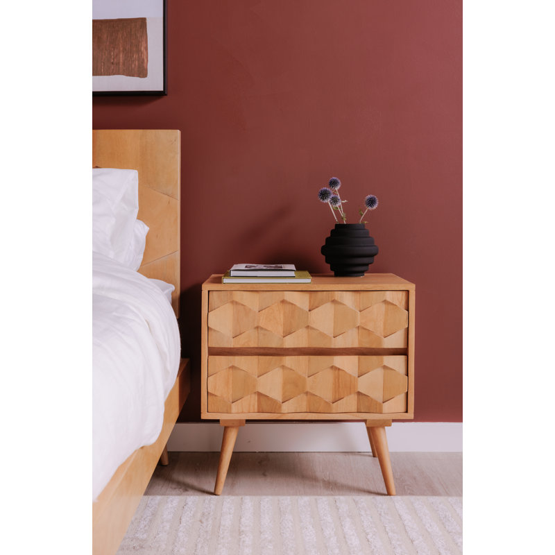 Alice 2 - Drawer Solid Wood Nightstand
