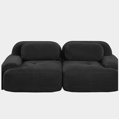 82'' loveseat sofa in luxuryCorduroy Fabric modular for free combo separation curved armrests ,anti-slip design high-resilience sponge fits living rooms bedrooms Audiovisual Room,Olive green
