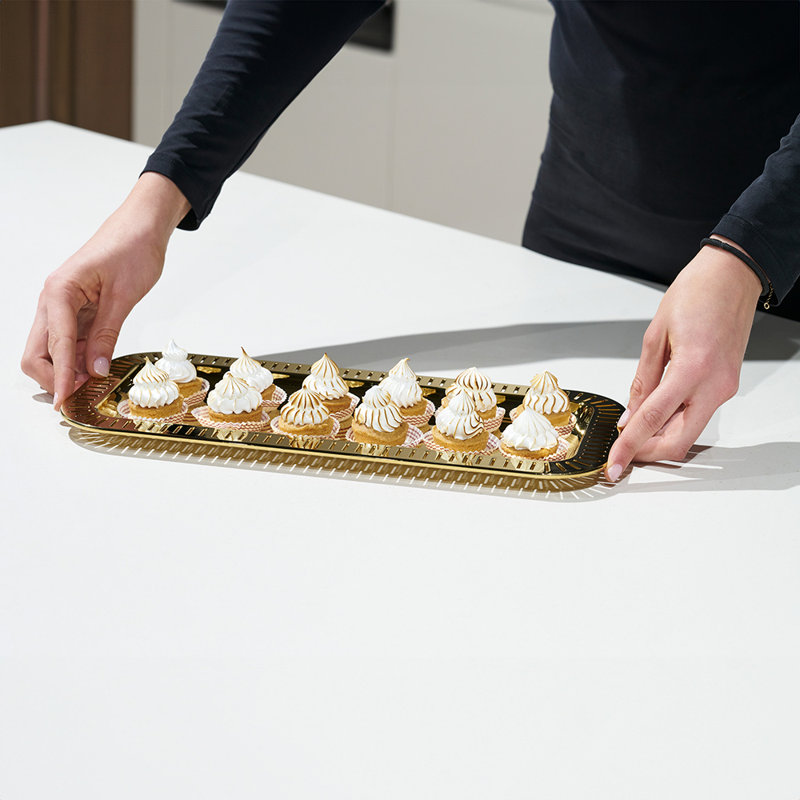 Small Gold Stainless Steel Rectangular Serving Tray