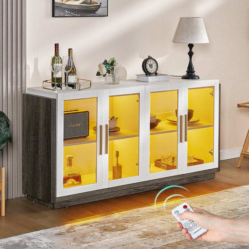 Errik 64'' Sideboard with Ample Storage Capacity, Gray/White