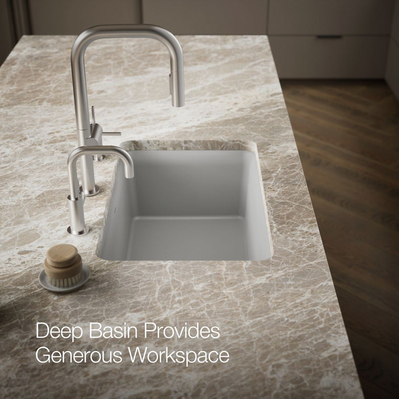Cairn® Neoroc 27-1/2" x 18-5/16" x 9-1/2" Undermount Kitchen Sink, Matte Gray