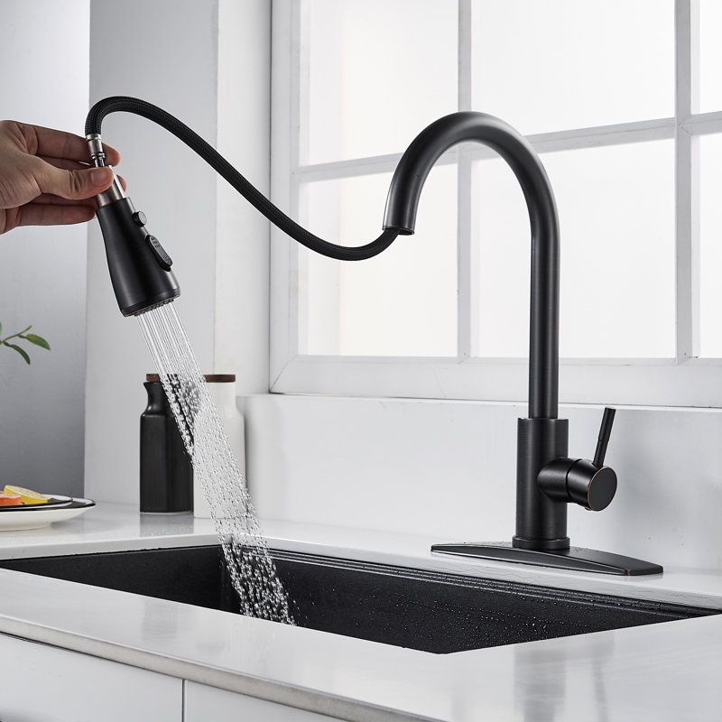 Pull Down Spray Single Lever Kitchen Tap, Oil-Rubbed Bronze