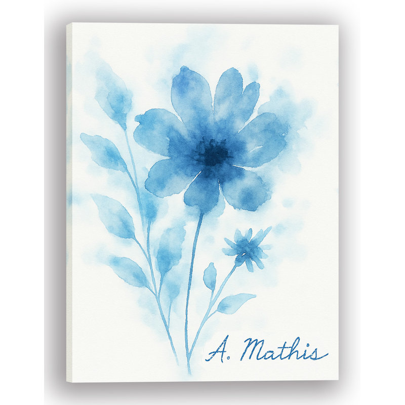 «Blue Blossom Harmony», art mural floral par A. Mathis