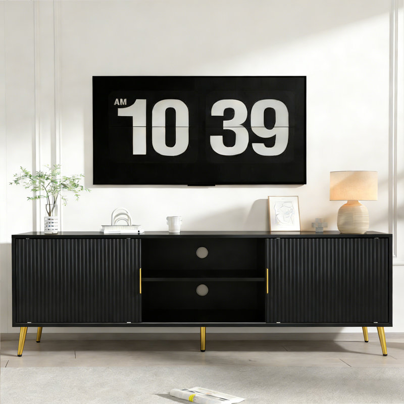 Modern Black Tv Cabinet Suitable For Tvs Up To 70'', Black