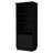 Modern Black Bar Cabinet Featuring Glassware Display And Practical Shelving Elegant With Rack Functional Storage Area