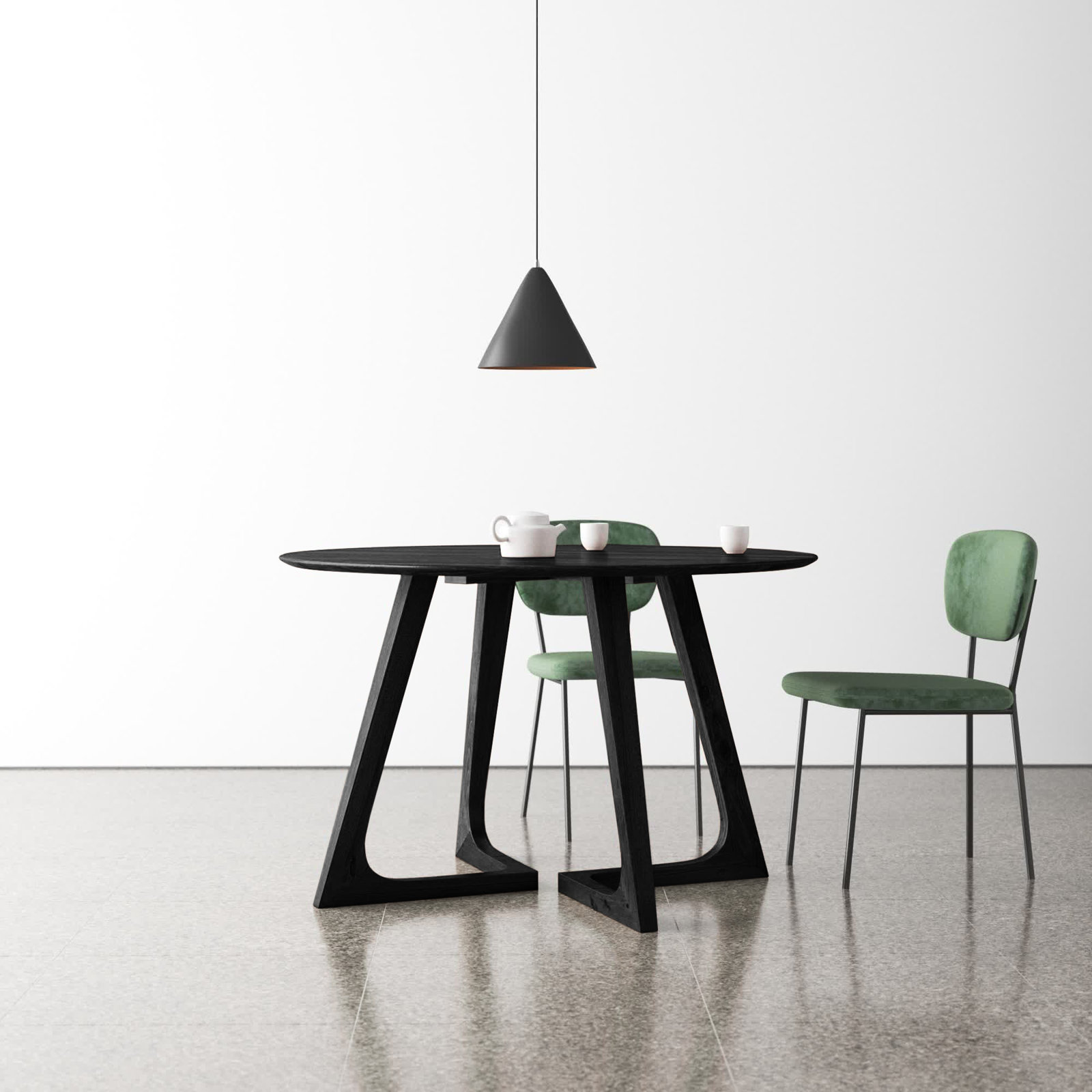 Fischer 48" Oak Dining Table, Black