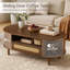 Table basse ovale moderne de 47,2 po avec porte coulissante en rotin, tiroir et rangement ouvert, pieds en bois massif-398150289