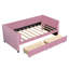 Lit de jour simple en velours rose avec 2 tiroirs de rangement et dossier ergonomique-1323145242