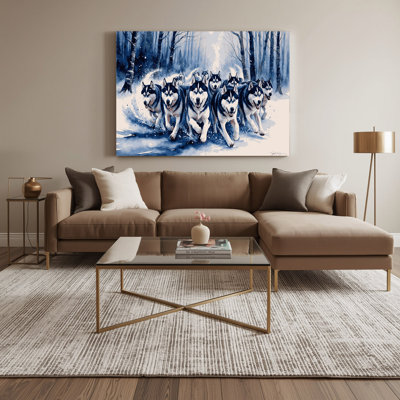 Dogs Siberian Husky Blue Canvas Wall Art