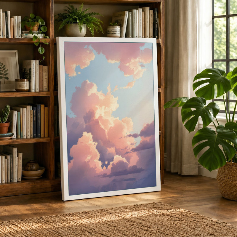 Golden Hour Clouds Modern - Wrapped Canvas, 24x16 - 61.0 x 40.6 cm, Ochre Border