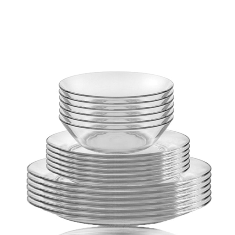 Duralex Lys Clear 18 Pc Dinnerware Set, Service For 6