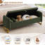 Banc de rangement moderne Lunara 66"W, capitonné, motif Teddy, à placer au pied du lit, avec pieds dorés, poche pour accoudoir et 2 coussins.-346524066-343922331