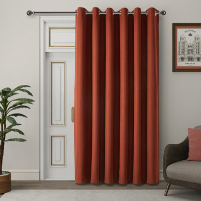 Linen 100% Blackout Eyelet Curtain Single Panel