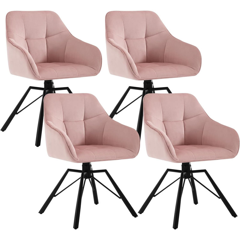 Alliene 48cm H Velvet Upholstered Armchair, Pink, 4