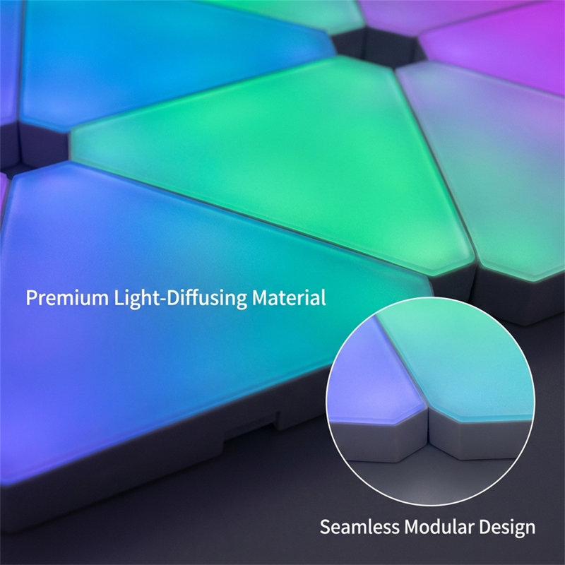 Ensemble de 10 panneaux lumineux triangulaires; Lampes murales intelligentes compatibles avec une application et une télécommande