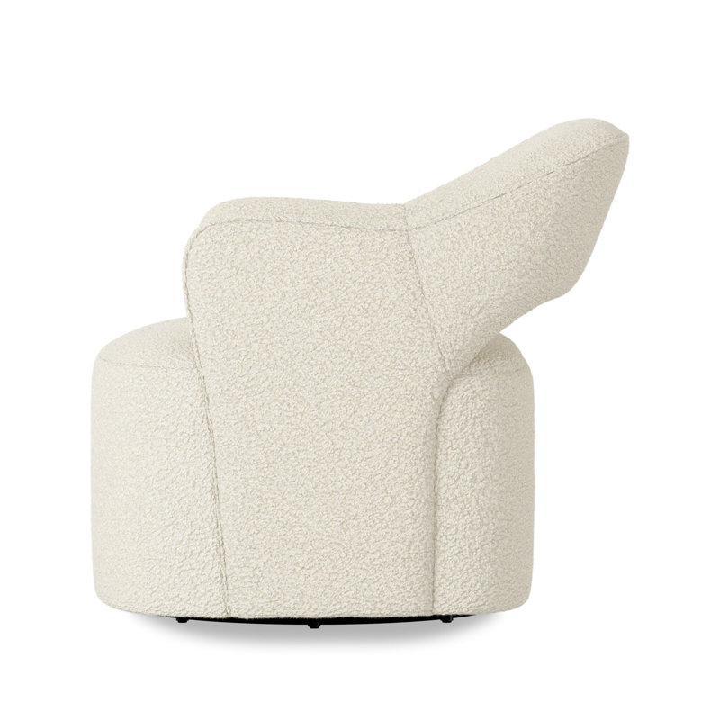BLYTHE Swivel Armchair Chair with Ottoman, Sheepskin Natural Polyester