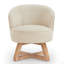 Classic Linen Fabric Swivel Lounge Chair | 360° Freely Rotating with Cross-Shaped Solid Wood Base & Legs | Comfortable Accent Chair for Living Room, Bedroom, Office & Dresser-541012767-541012761