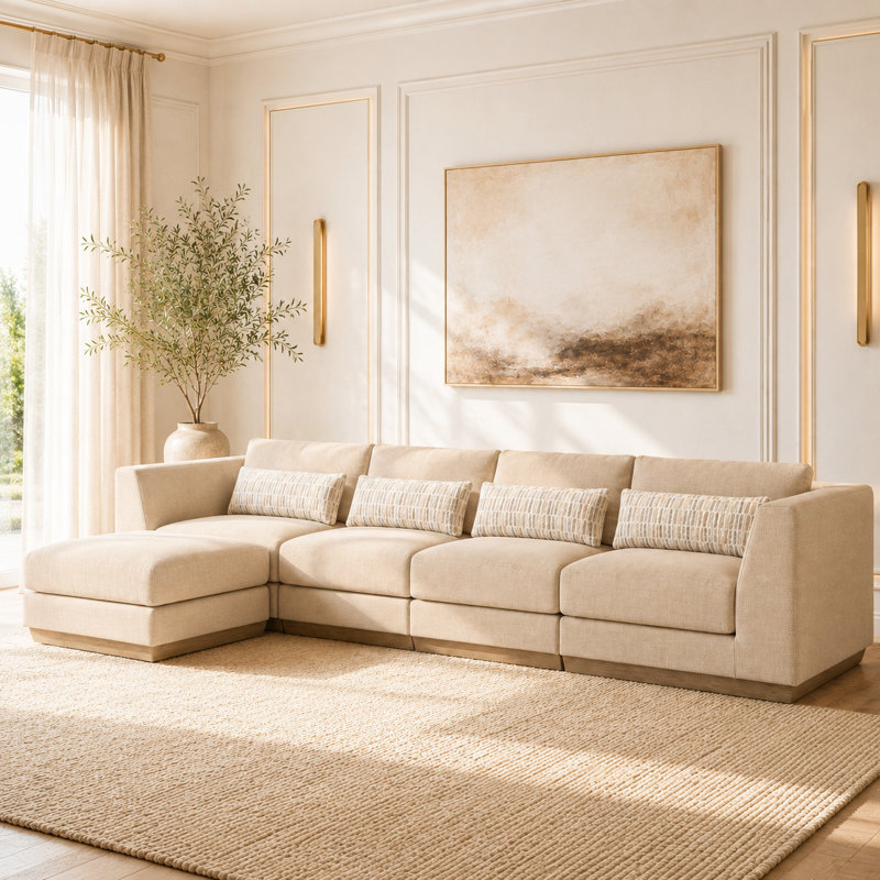 Portrait 5-Piece Sectional - Toffee/Sienna Brown