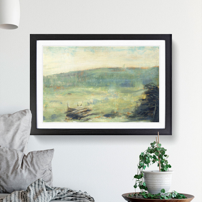 Landscape at Saint-Ouen by Georges Seurat - Framed Print, Black Framed, 48cm H x 65cm W x 2cm D