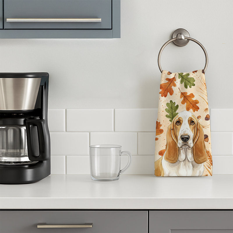 Linge de cuisine citron et blanc Basset Hound Heirloom, Basset hound citron et blanc