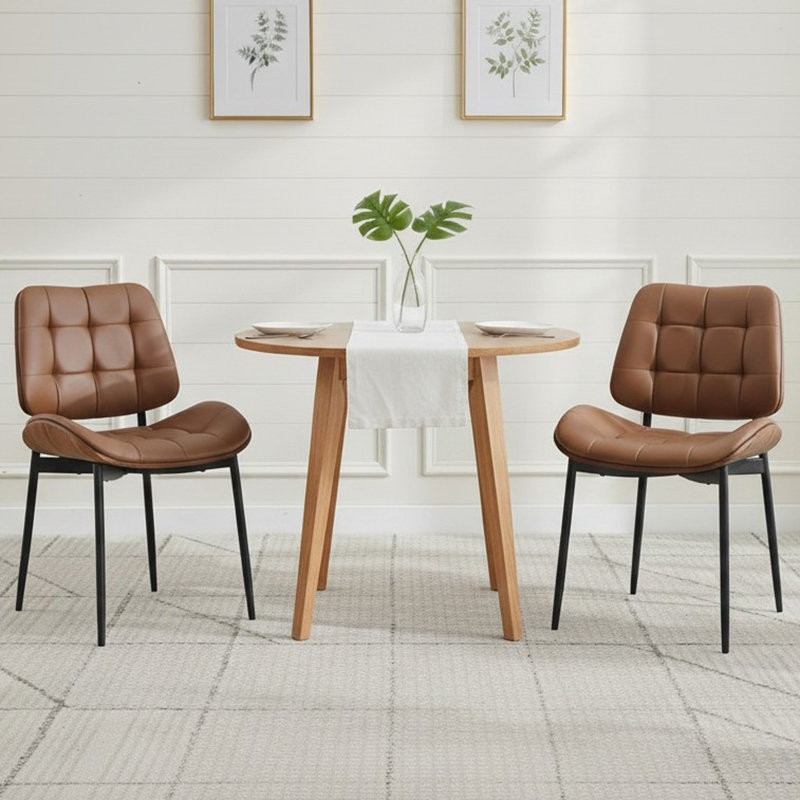 Chaise d'appoint rembourrée Modern, Brun, 2