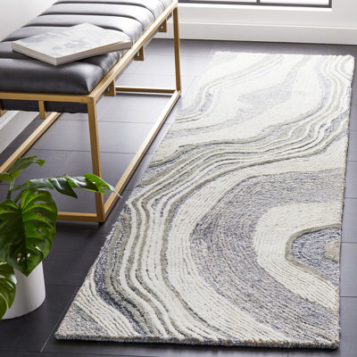 Kring Abstract Handmade Tufted Wool Grey/Ivory Area Rug